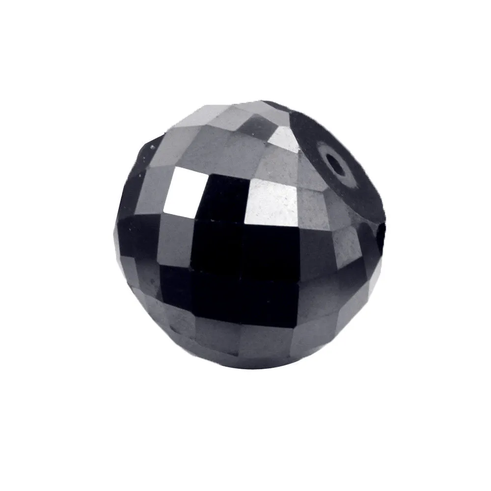 12.5 mm Round Checker Cut Black Diamond Drilled Loose Bead