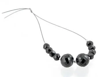 15 Cts Round Faceted 100% Certified  Black Diamond Beads 10 Pcs Diamonds