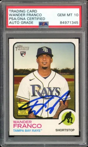 2022 Topps Heritage #347 Wander Franco RC On Card PSA/DNA Auto GEM MINT 10
