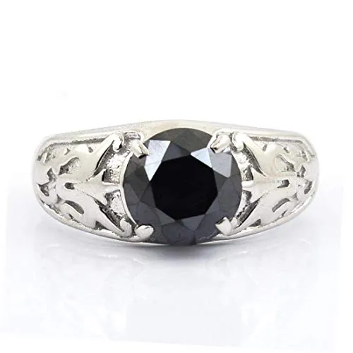2.50 Ct Certified Black Diamond 925 Sterling Silver Designer Ring For Gift, Amazing Collection & Great Shine