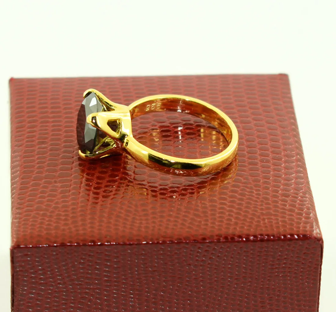 3.50 Ct Round Cut 100% Genuine Certified Black Diamond Ring in Yellow Finish. Great Luster & Excellent Cut
