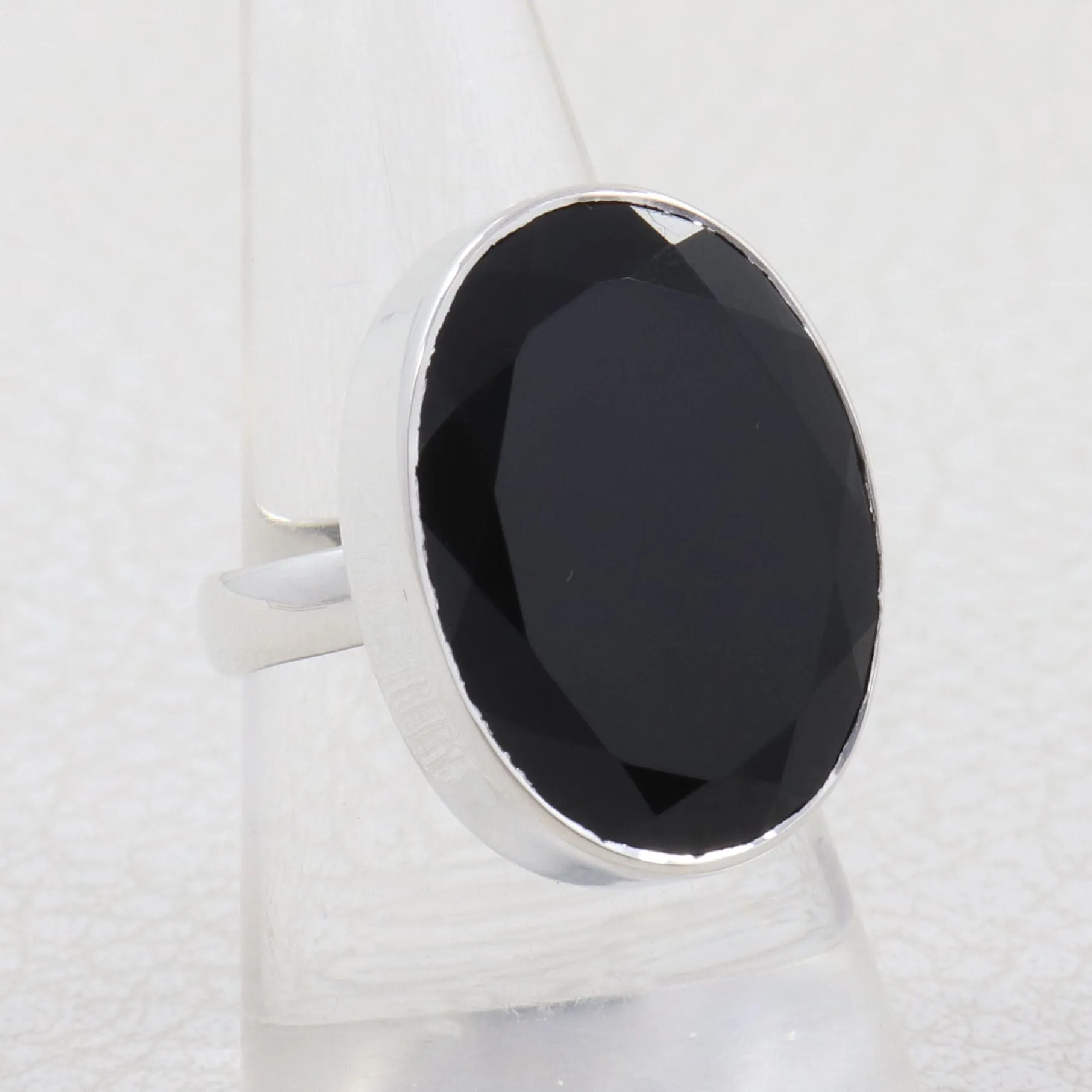 Black Onyx Cut Sterling Silver Rings