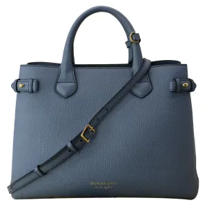 BURBERRY Banner Medium House Check Tote Bag Blue