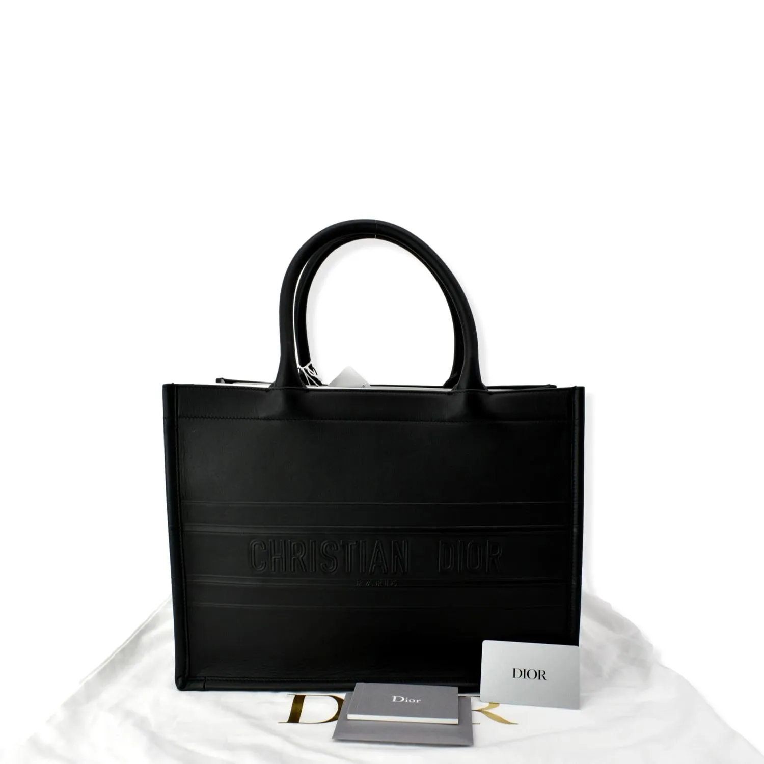 CHRISTIAN DIOR Medium Dior Book Calfskin Tote Bag Black