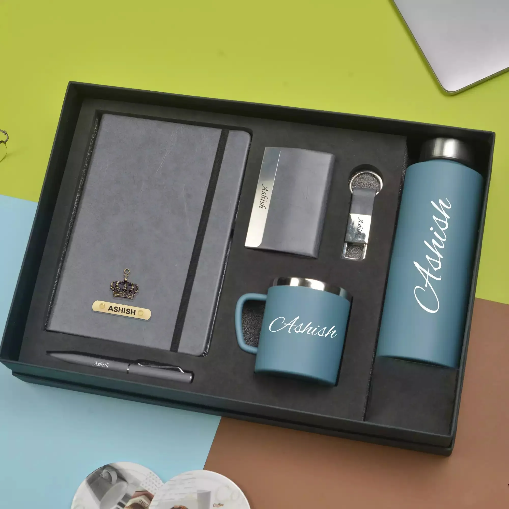 Classy Hardcover Diary   Classic Metal Pen   Classy Leather Metal Keychain   Classy Card Holder   Classic Smart Bottle    Stainless Steel Mug - Grey