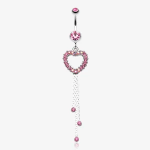 Classy Heart Cascading Belly Button Ring