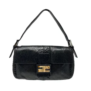 Fendi Black Snakeskin Baguette