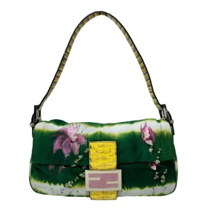 Fendi Green Floral Baguette