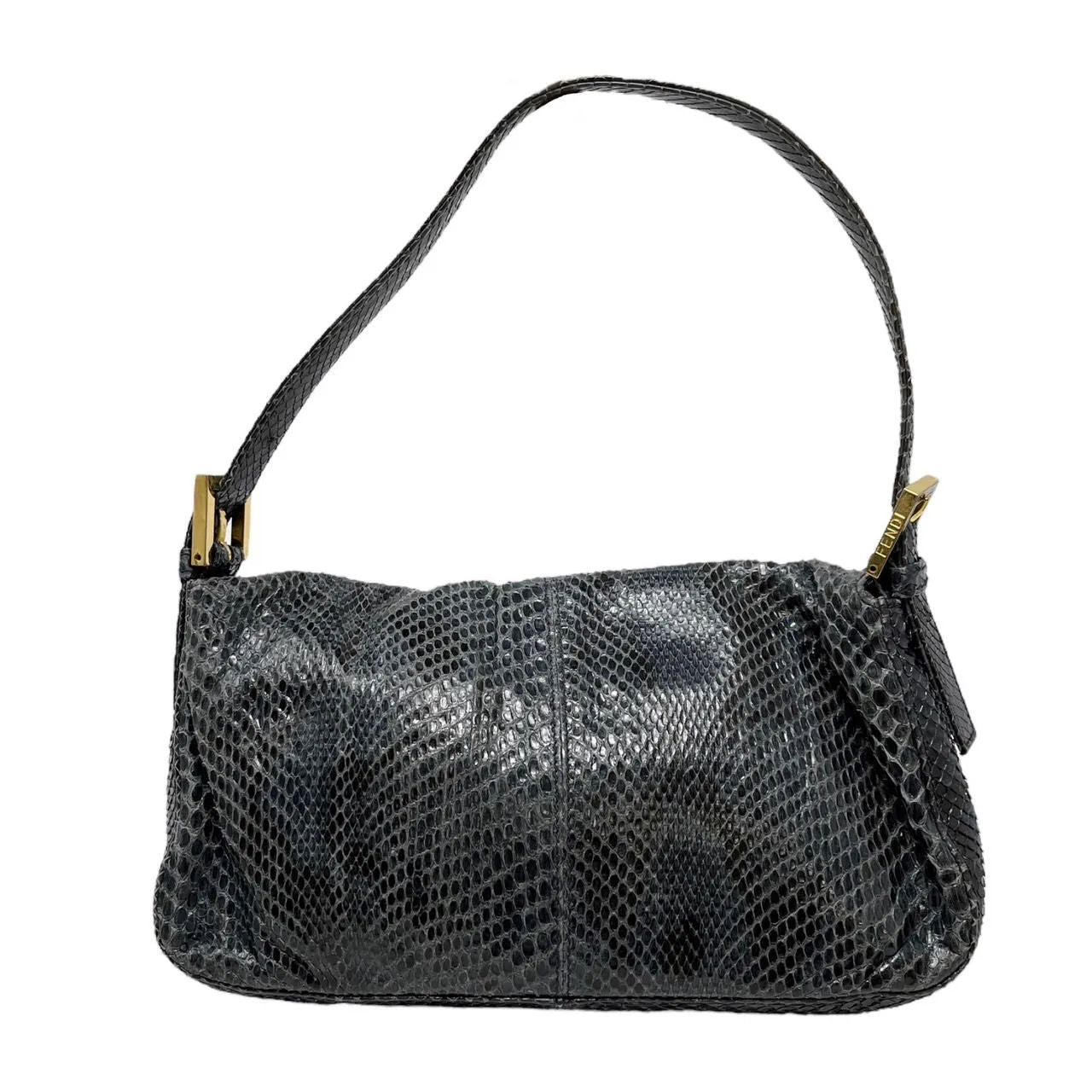 Fendi Grey Snakeskin Baguette