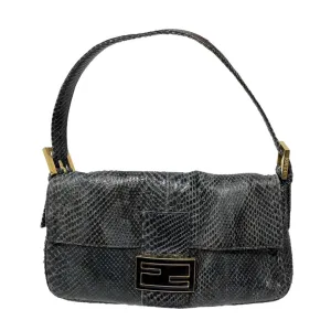 Fendi Grey Snakeskin Baguette