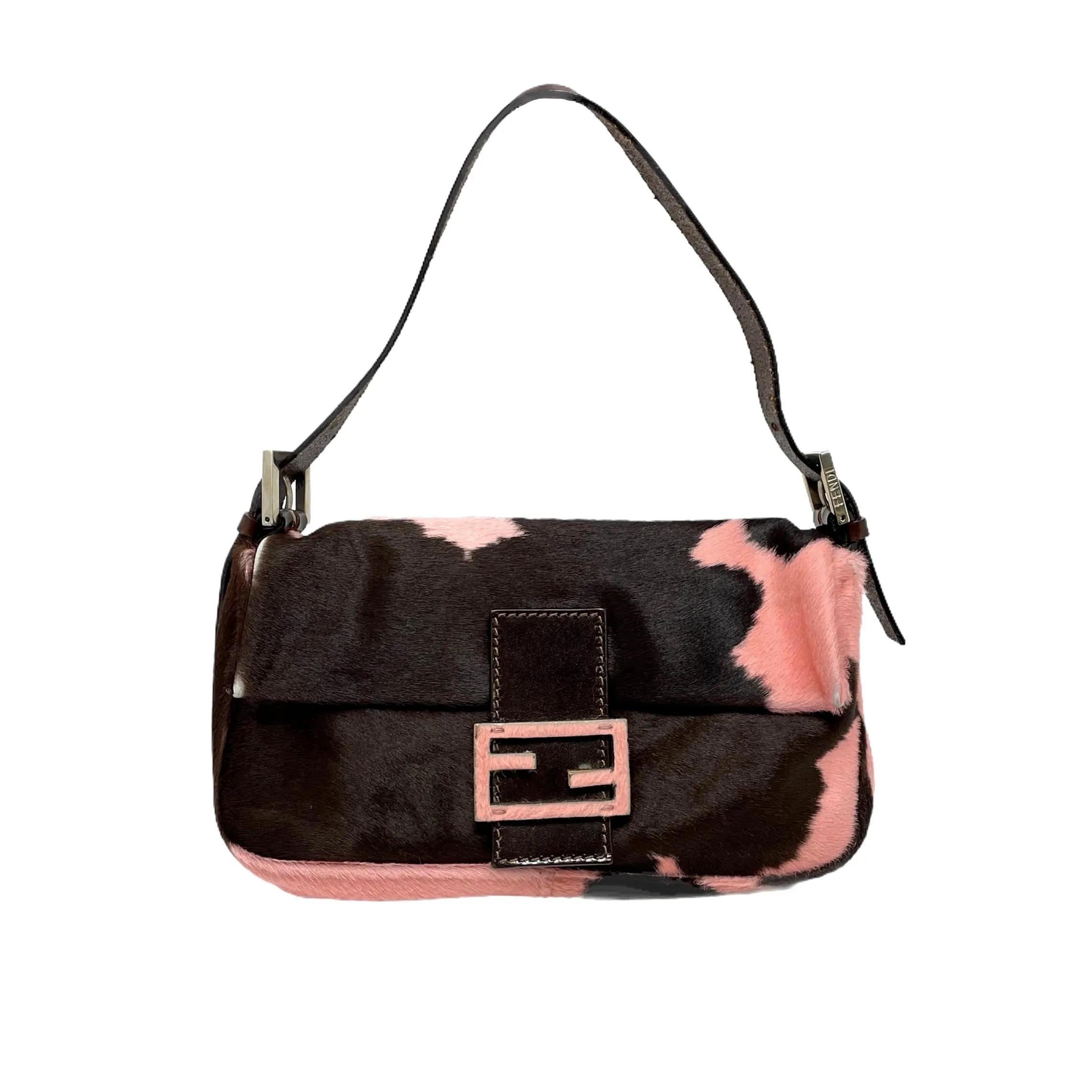 Fendi Pink Cow Print Baguette