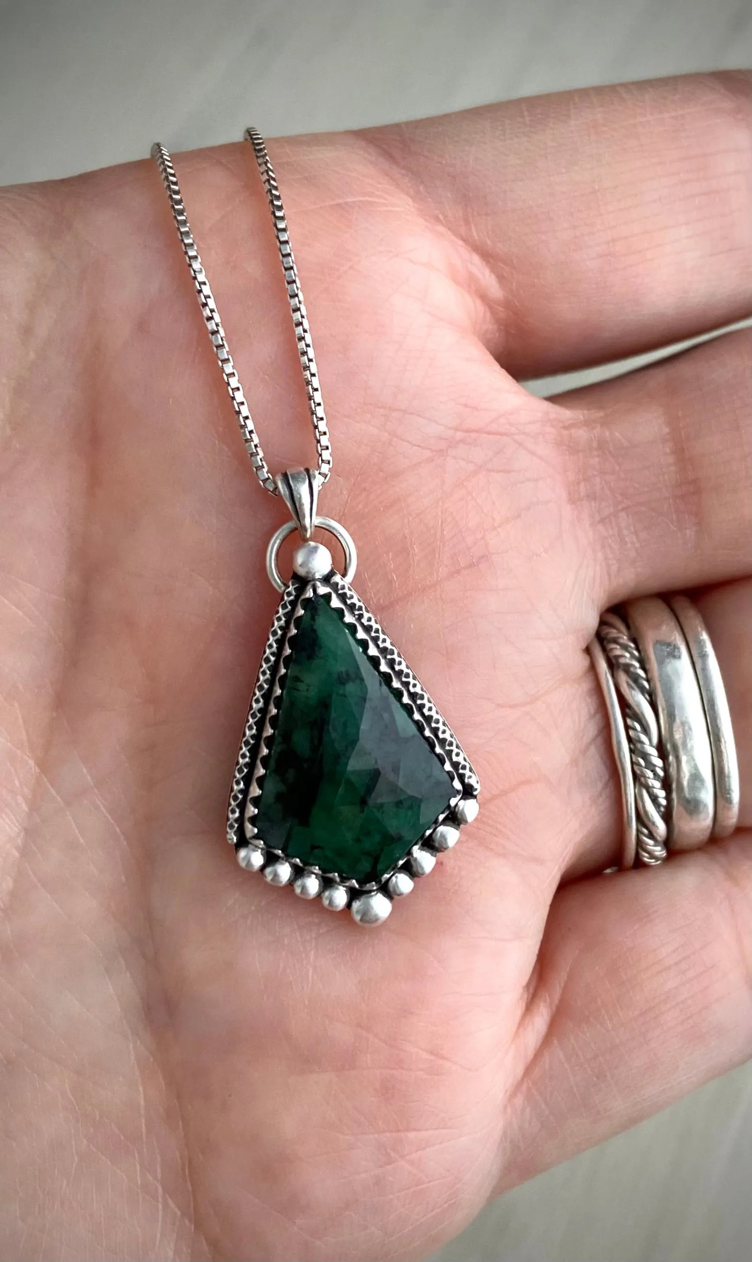 Geometric Emerald Pendant
