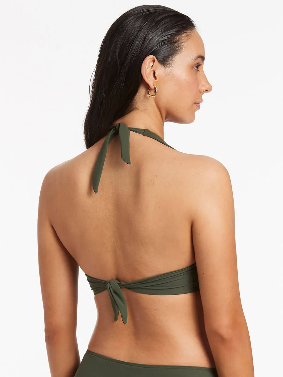 Jetset D/DD Twist Front Halter in Olive