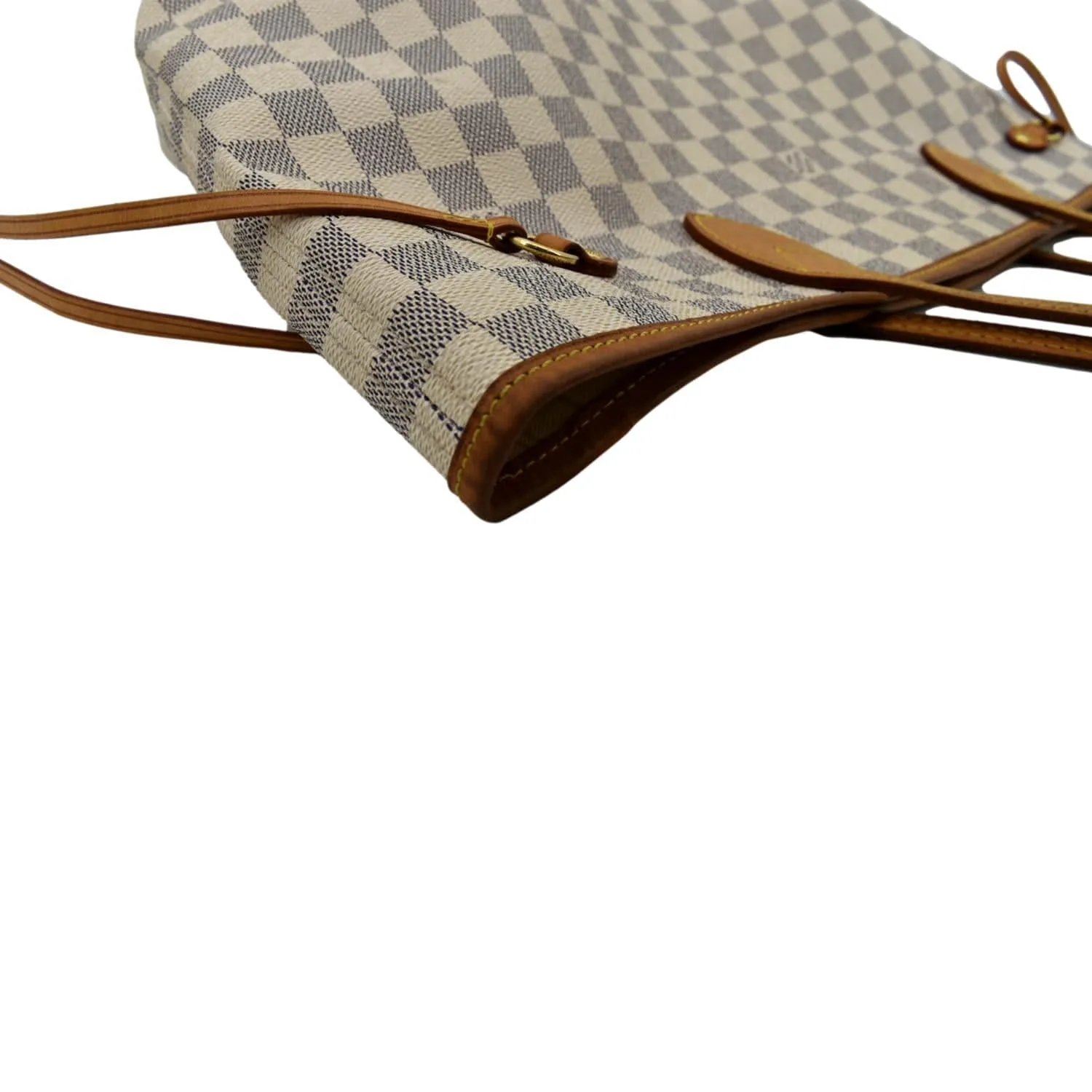 LOUIS VUITTON Neverfull MM Damier Azur Shoulder Bag White