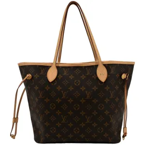 LOUIS VUITTON Neverfull MM Monogram Canvas Tote Bag Brown