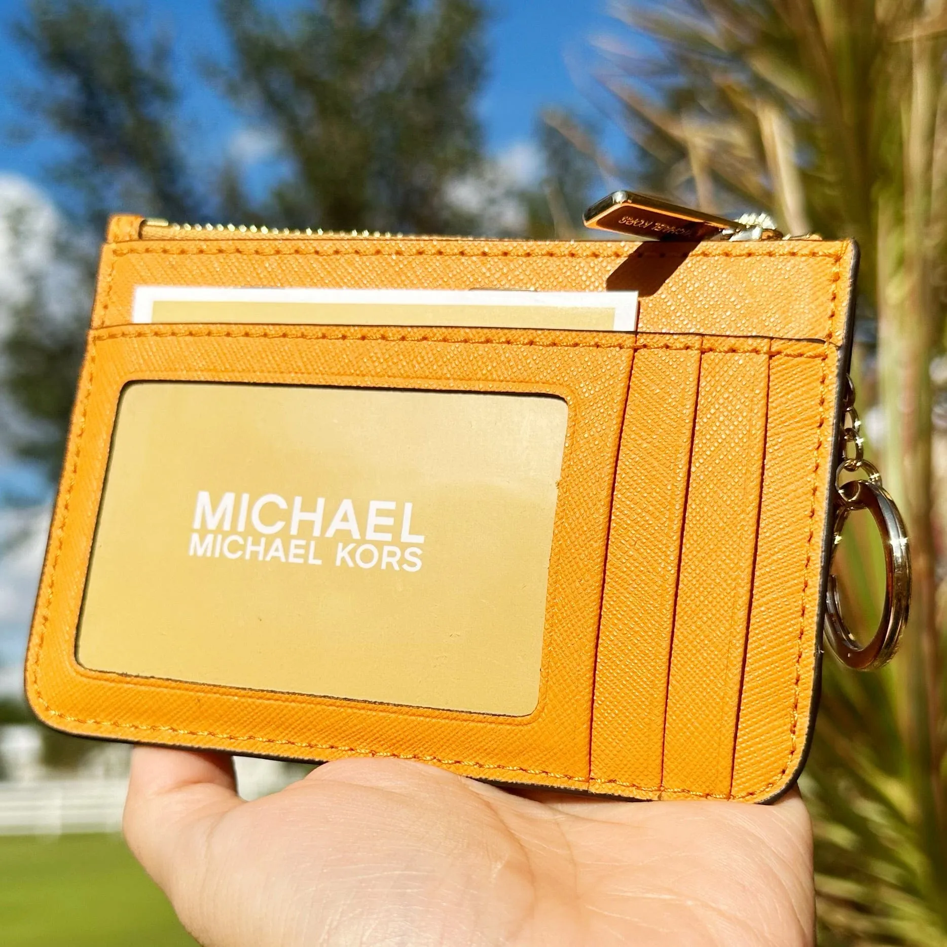 Michael Kors JetSet TravelSmall Leather TopZip CoinPouch HoneycombYellow