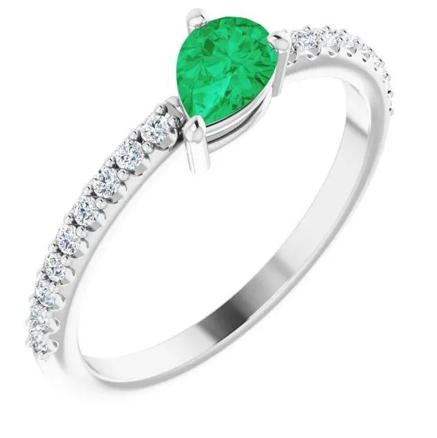 Pear Gemstone 1/2 Eternity Lab-Grown Diamond Accent Ring
