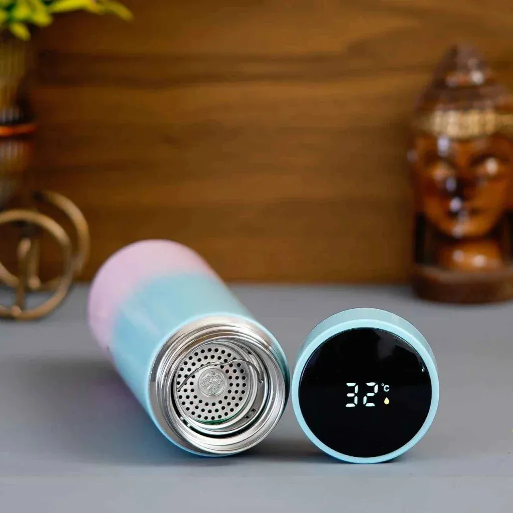Personalised Pastel Temperature Display Bottle & All in One Men's Combo (3 pcs) - Brown