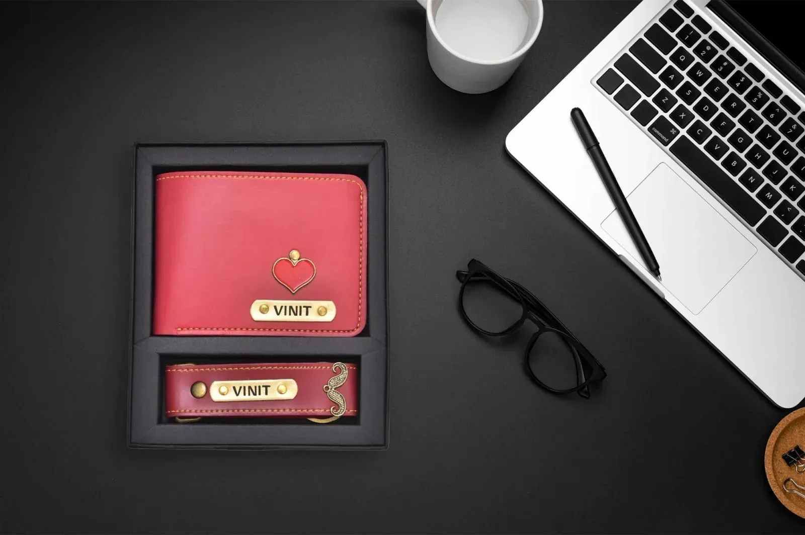 Personalized All in One Men's Combo (2 pcs) & Rainbow Classic Bottle 1Litre - Wine