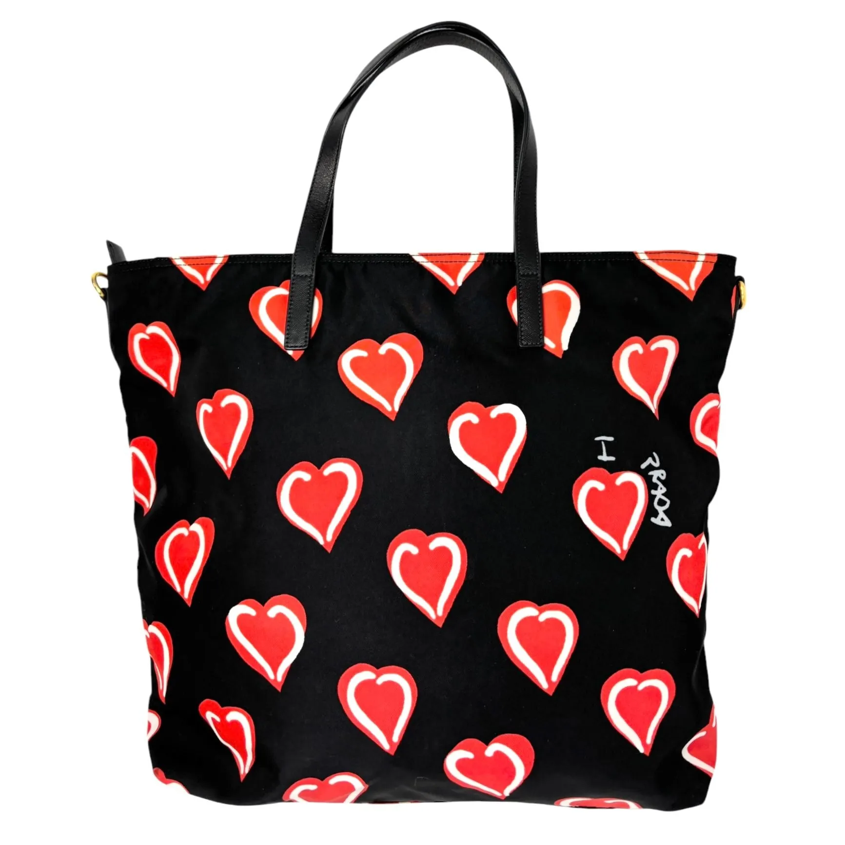 Prada Black   Red Heart Nylon Bag