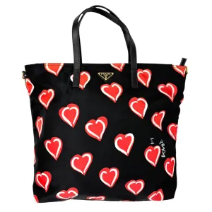 Prada Black   Red Heart Nylon Bag