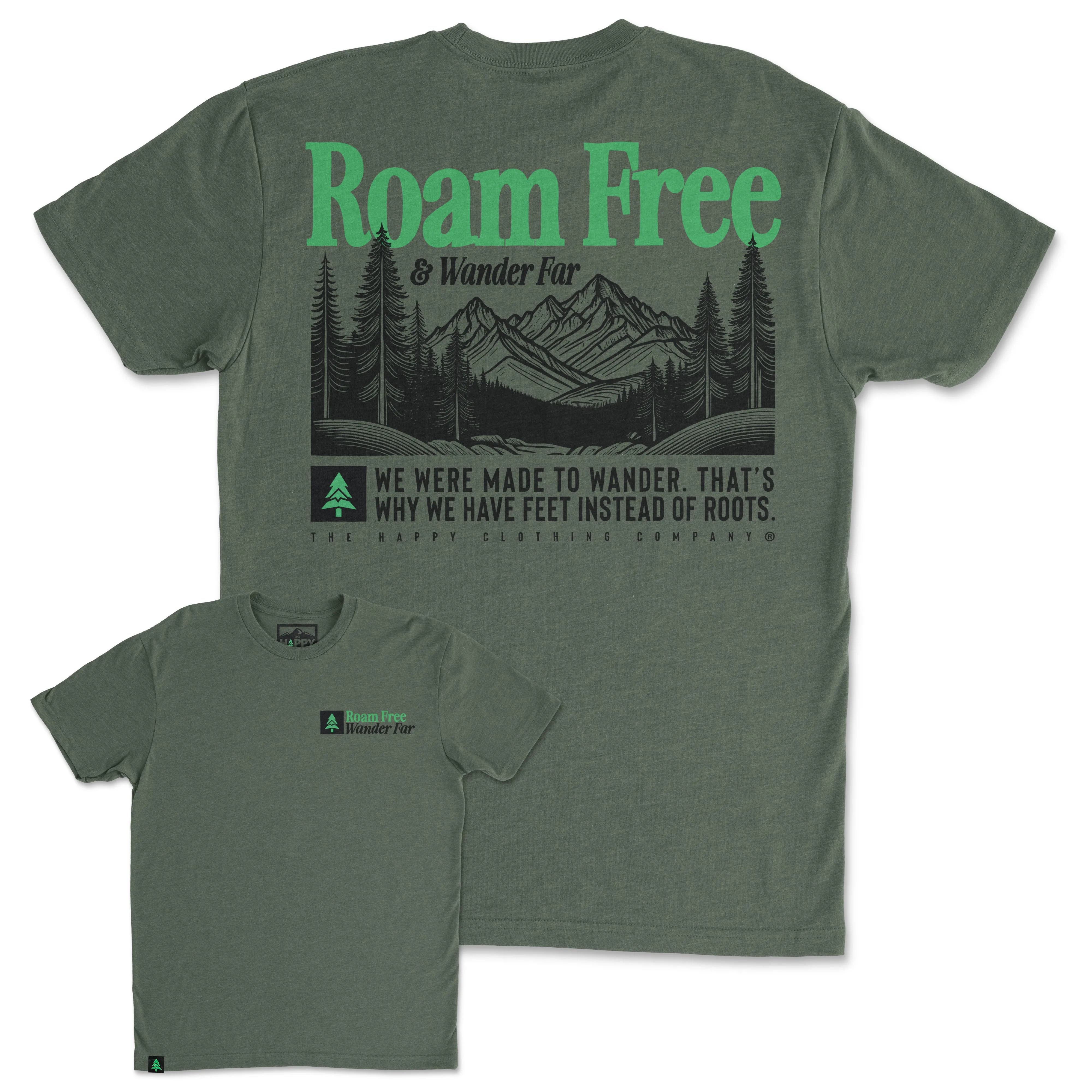 Roam Free & Wander Far Back Print 'Trail Tee' | Lightweight Blend |