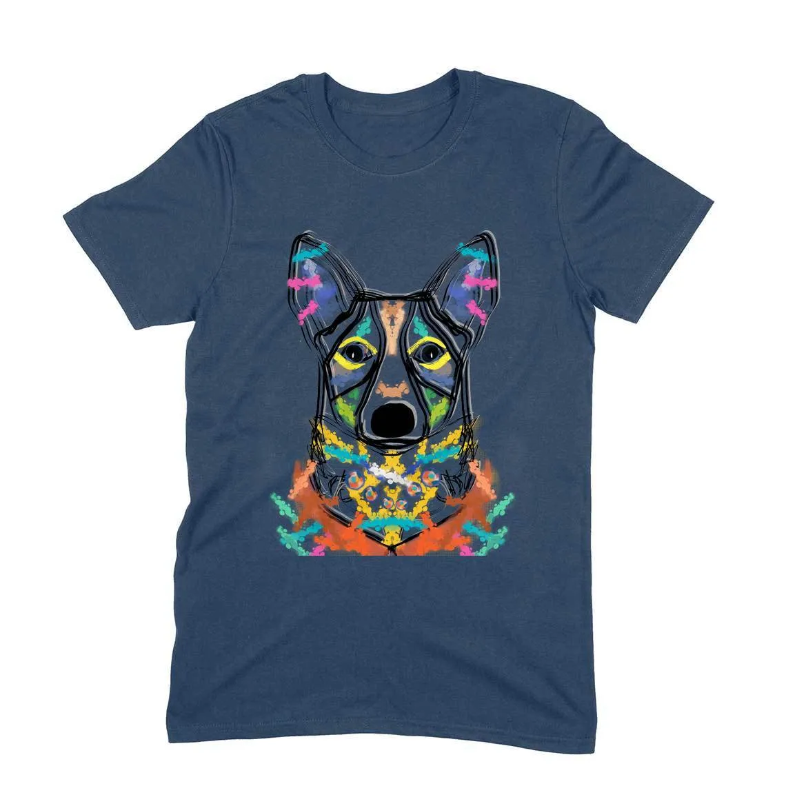 Round Neck T-Shirt (Men) - Happy Corgi (11 Colours)