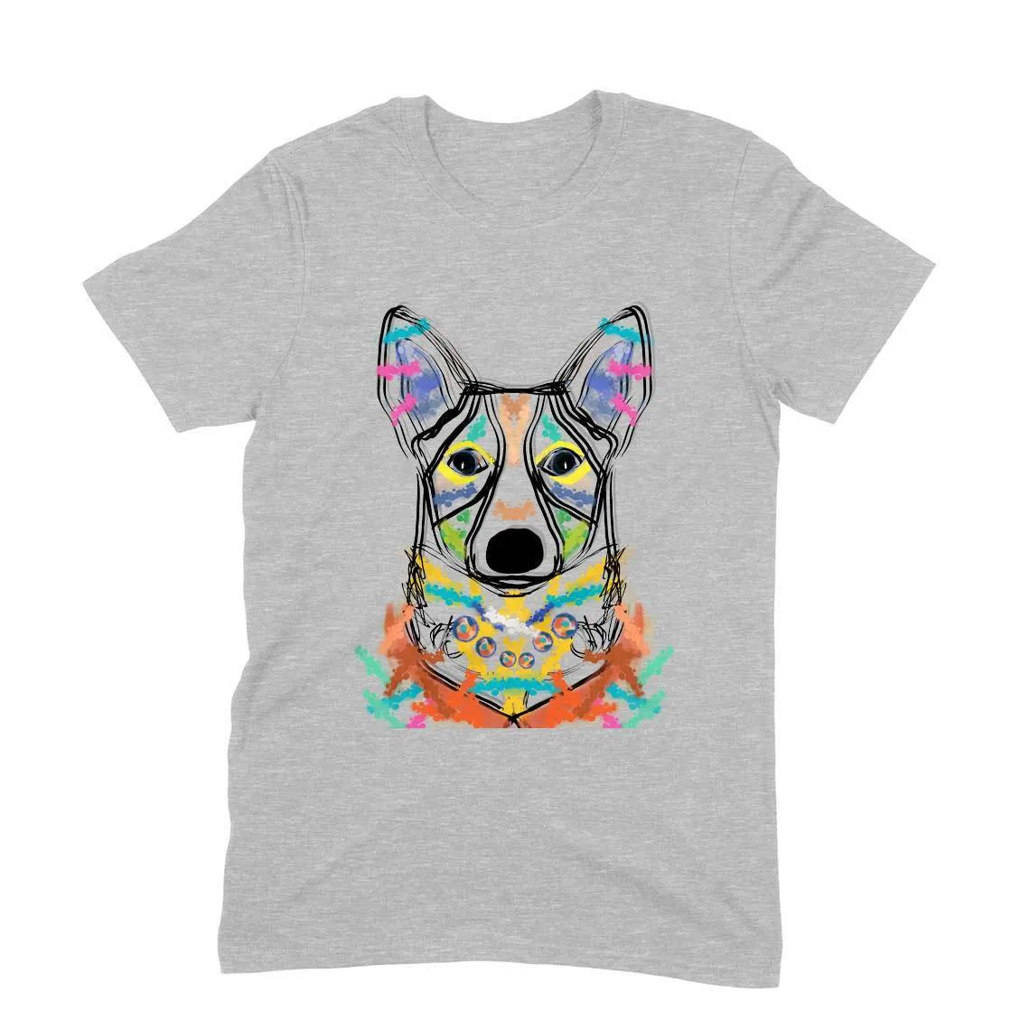 Round Neck T-Shirt (Men) - Happy Corgi (11 Colours)