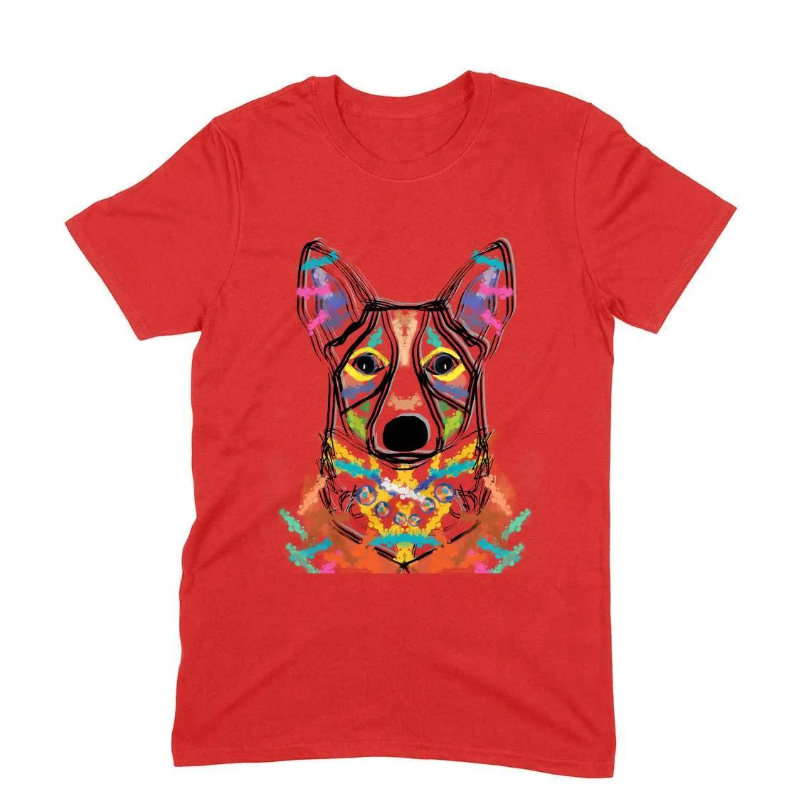 Round Neck T-Shirt (Men) - Happy Corgi (11 Colours)