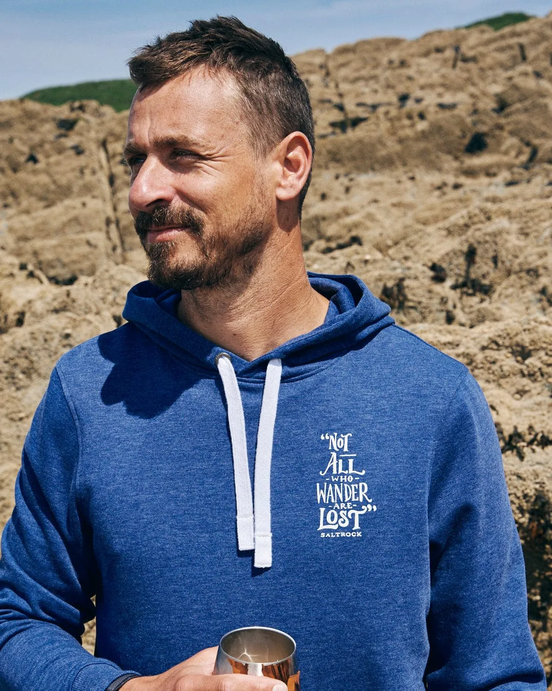 SALTROCK 'LOST SHIPS' MEN'S POP HOODIE - BLUE MARL