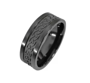 Stanton Made For Men Patterned Ring in Black Zirconium