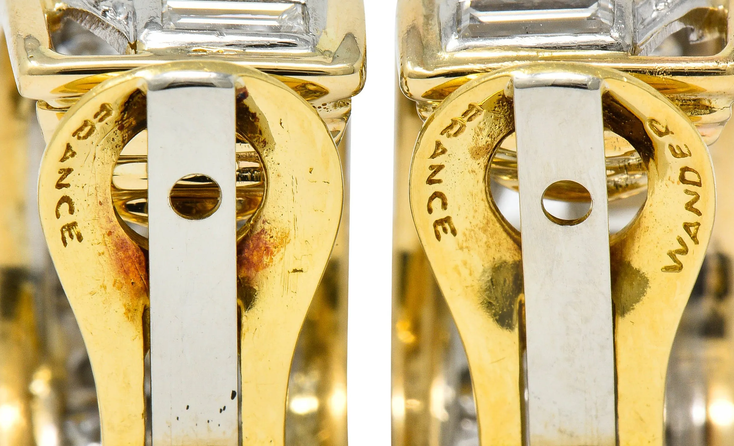 Wander France 2.00 CTW Diamond Platinum 18 Karat Gold J Hoop Earrings