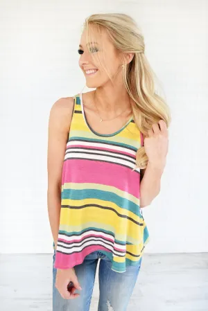 Wander On Tank Top ~ Green & Yellow