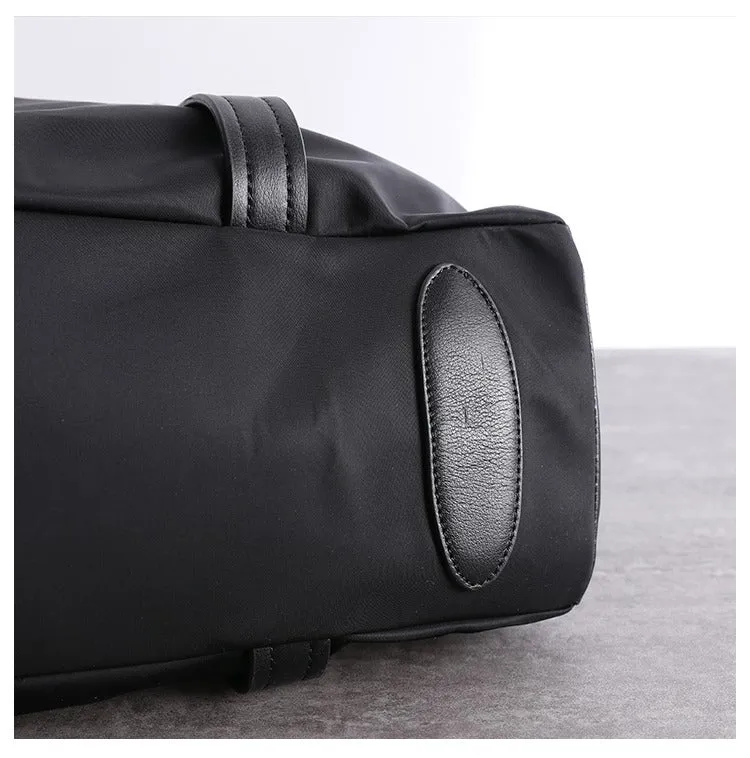 Womens Nylon Leather Gym Shoulder Bag Womens Black Nylon Gym Purse Nylon Work Shoulder Purse for Ladies